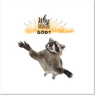 WHY ME GOD RACCOON Posters and Art